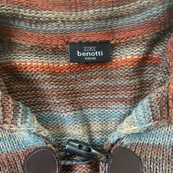 Gina Benotti | Orange, Brown, & Blue Knit Button Up Cardigan - Picture 4 of 5